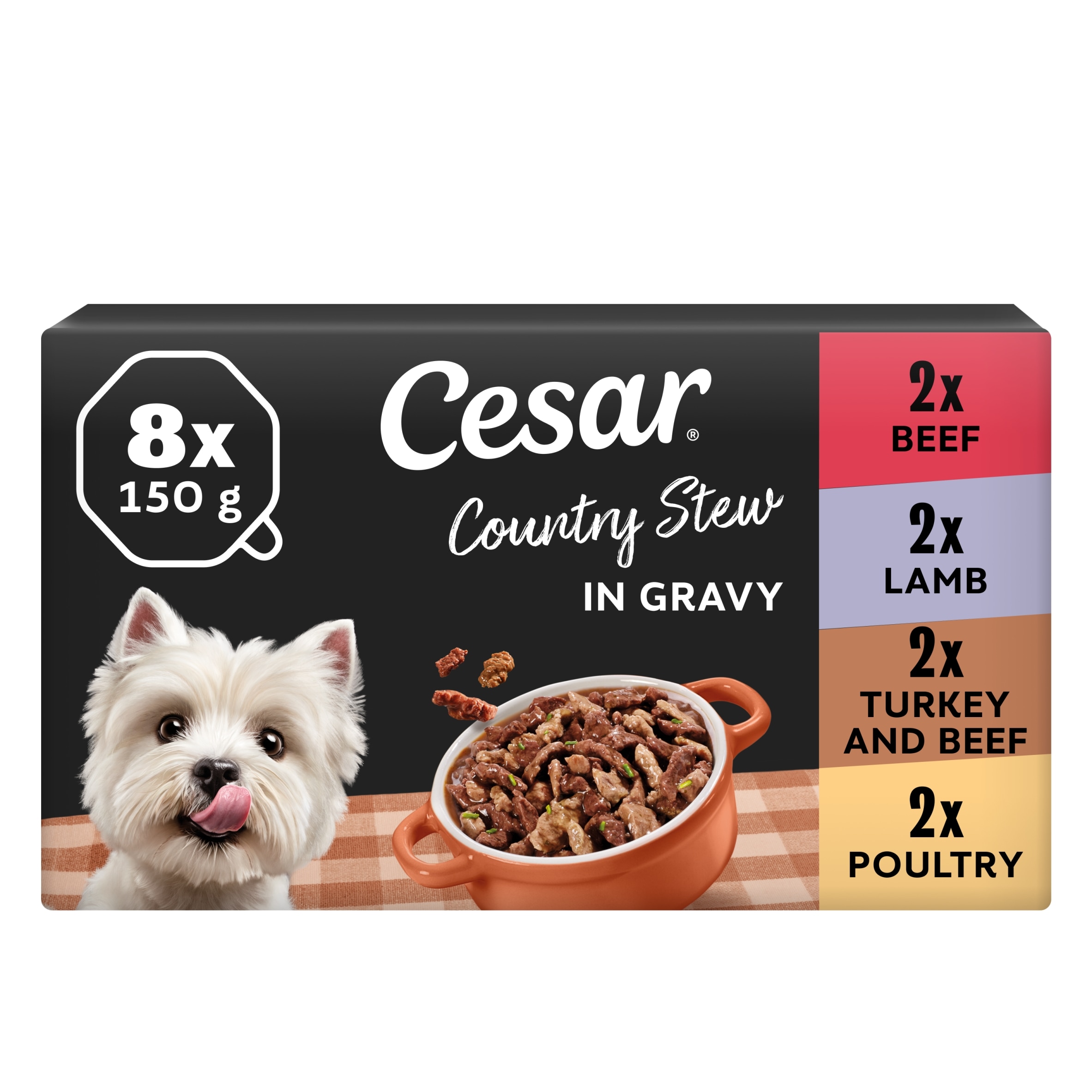 Cesar Country Stew Mixed Selection Wet Dog Food Tray 8x150g