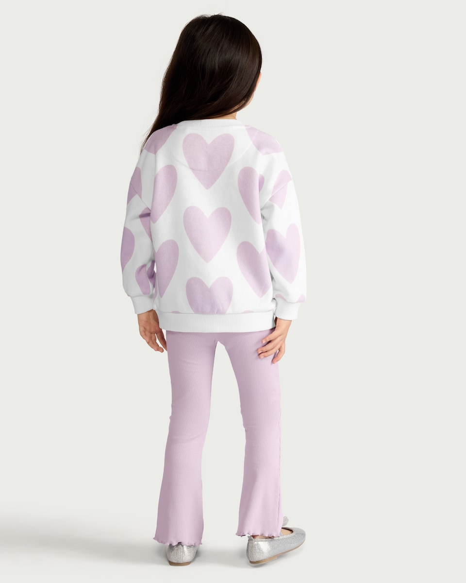 image 1 of F&F Girls 2-Pack Cotton Rich Flared Leggings in Multi Purple