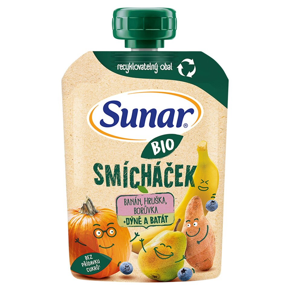 image 1 of Sunar Organic Smícháček Banana, Pear, Blueberry + Pumpkin and Sweet Potato 100 g