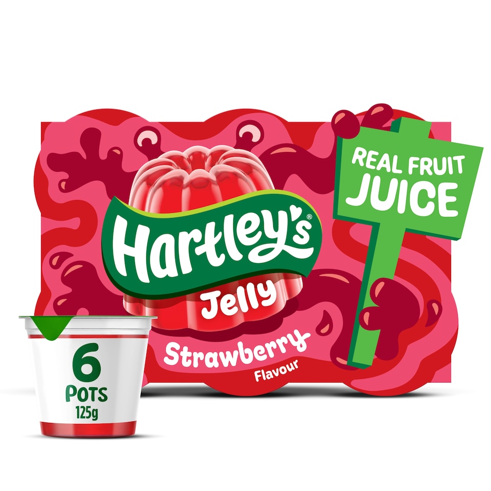 HARTLEYS M/PACK RTE STRAWBERRY JELLY 6 X 125G