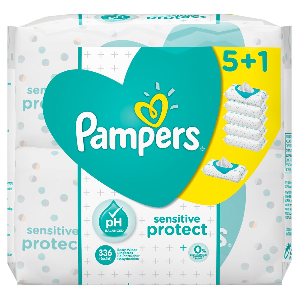 image 1 of Pampers Sensitive Baby Wipes 6 Pack 336 Wipes