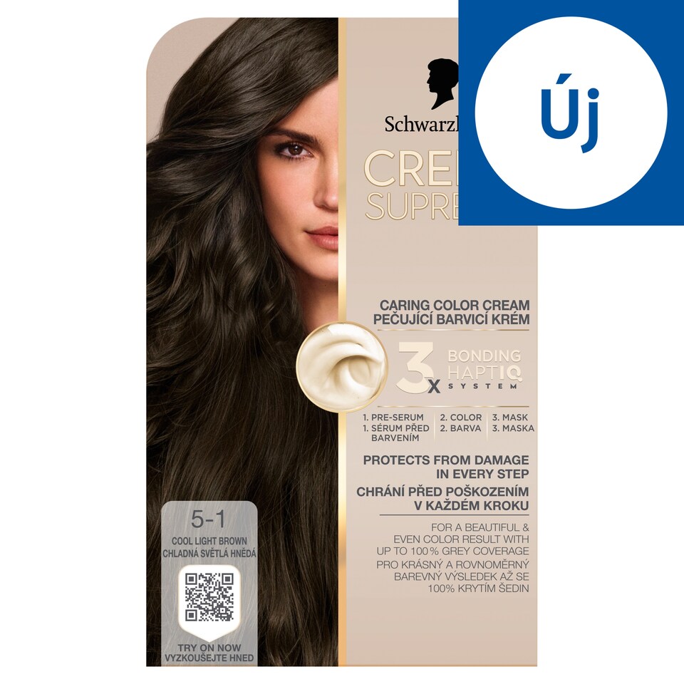 Schwarzkopf Creme Supreme tartós hajfesték 5-1 hűvös világosbarna  1. kép