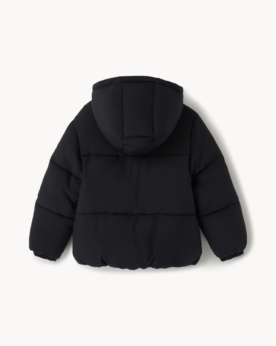 image 1 of F&F Girls Shower Resistant Hooded Padded Coat in Black