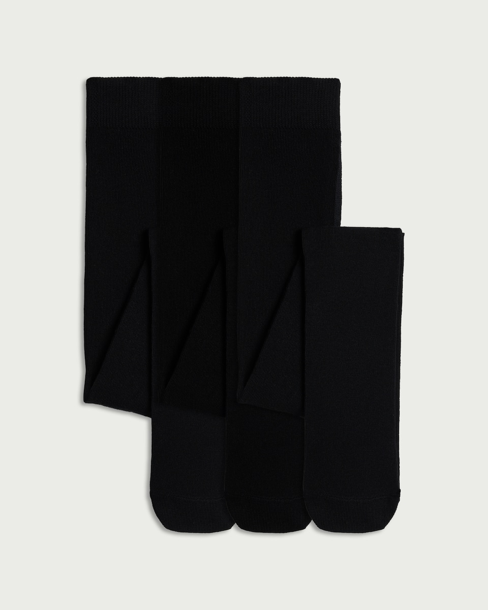 F&F Girls 3-Pack Cotton Rich Supersoft Tights in Black