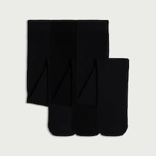 F&F Girls 3-Pack Cotton Rich Supersoft Tights in Black