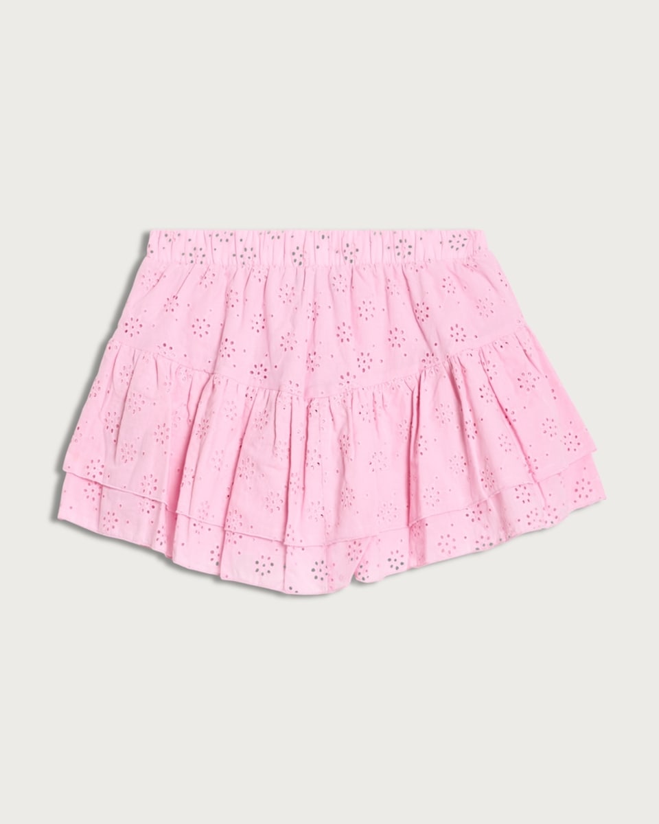 image 1 of OH ME OH MY Pure Cotton Broderie Layered Skort in Pink