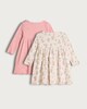 image 2 of F&F Baby 2-Pack Cotton Rich Ribbed Animal Print Dresses in Pink