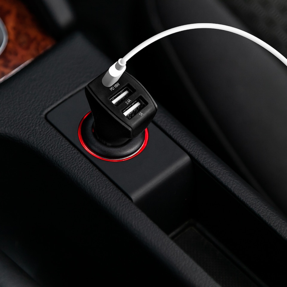 image 1 of Juice 37watt 3 Port USB Type C Fast Car Charge Black