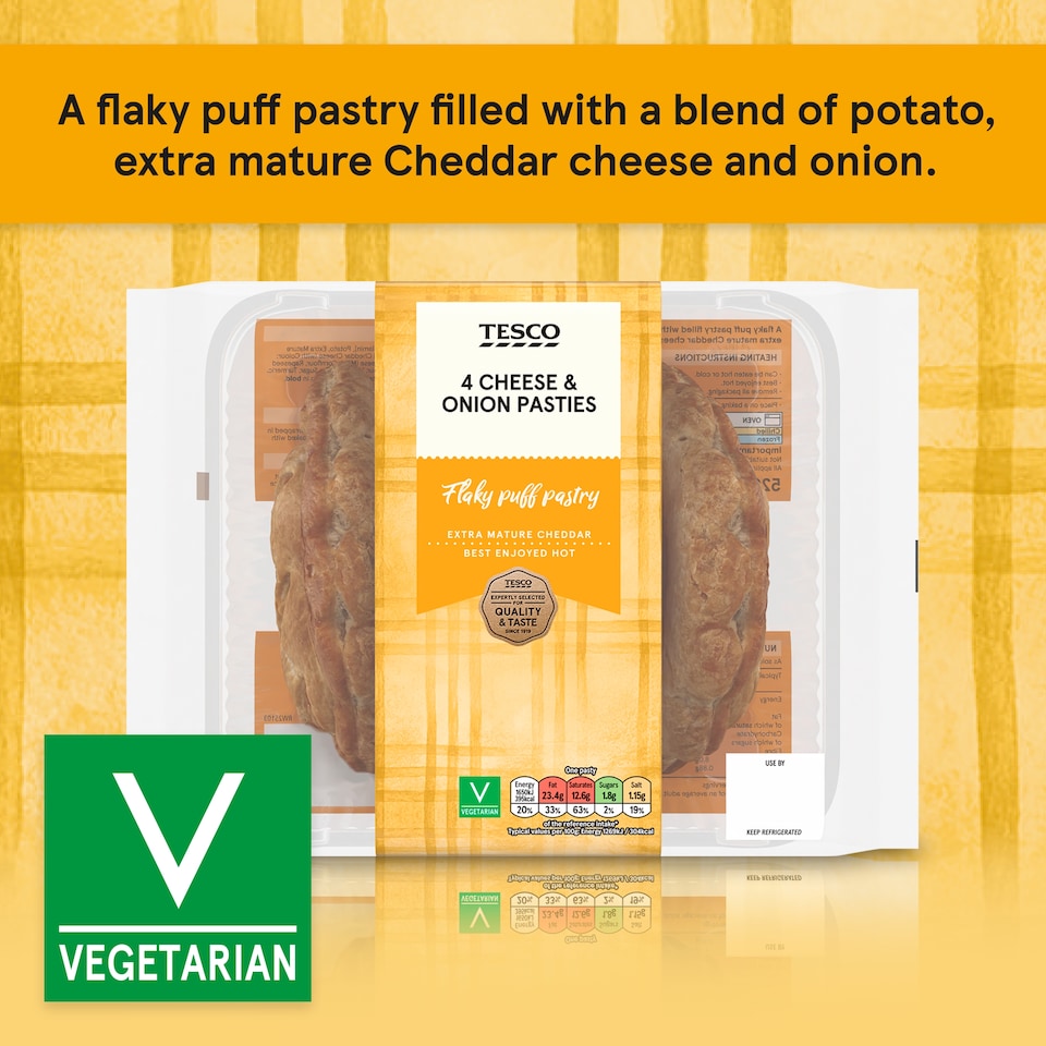image 1 of Tesco 4 Cheese & Onion Pasties 520g