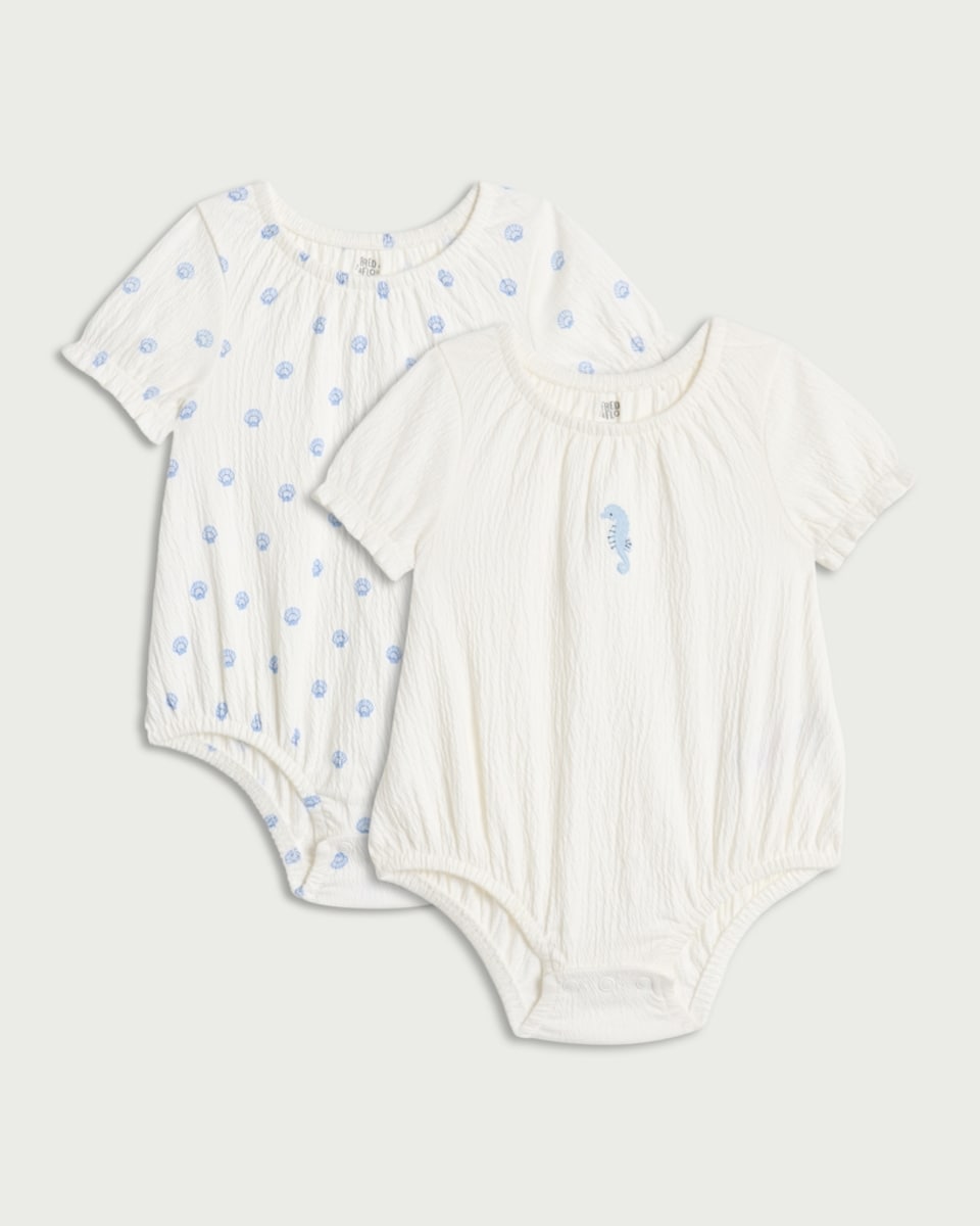 image 1 of F&F Baby 2-Pack Cotton Rich Short Sleeved Bodysuits in White