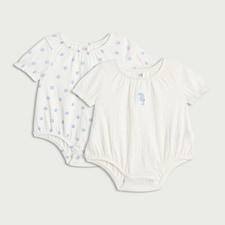 F&F Baby 2-Pack Cotton Rich Short Sleeved Bodysuits in White
