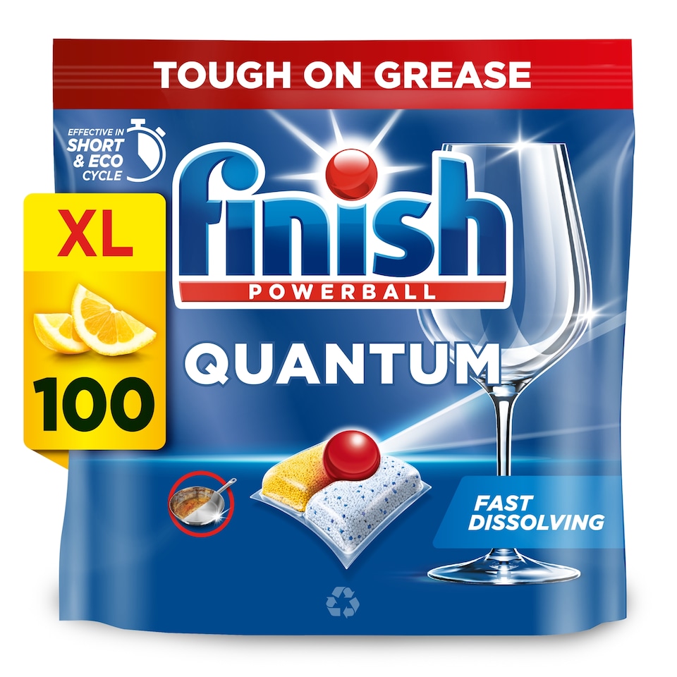 image 1 of Finish Quantum All In One 100 Dishwasher Tablets Lemon 1040g 
