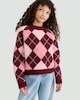 image 1 of F&F Girls Argyle Knitted Jumper in Multi Pink