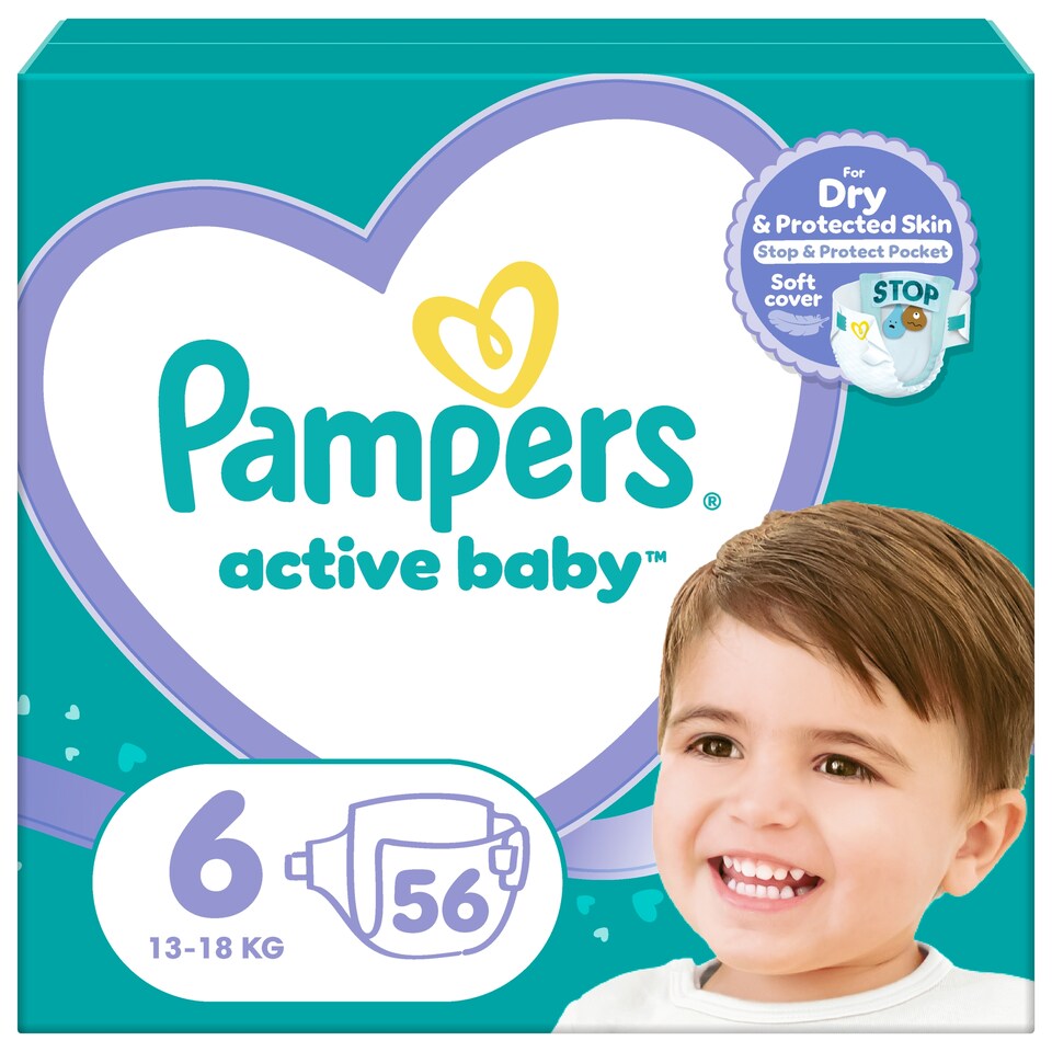 image 1 of Pampers Active Baby Size 6, 56 Nappies, 13kg-18kg
