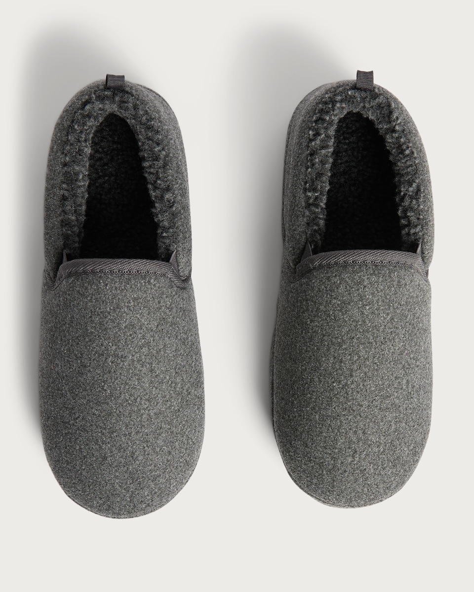 image 1 of F&F Fleece Lined Contrast Detail Mule Slippers in Grey