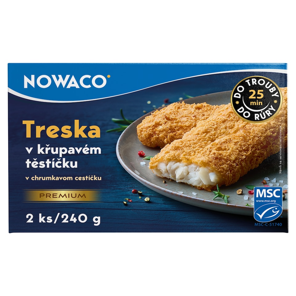 Nowaco Premium treska v křupavém těstíčku 2 ks 240g