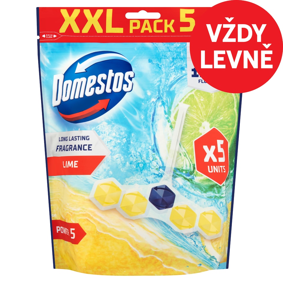 image 1 of Domestos Power 5 Lime Solid Toilet Block 5 x 50g