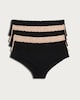 image 4 of F&F 5-Pack Cotton Rich Lace Trim High Leg Knickers in Nude