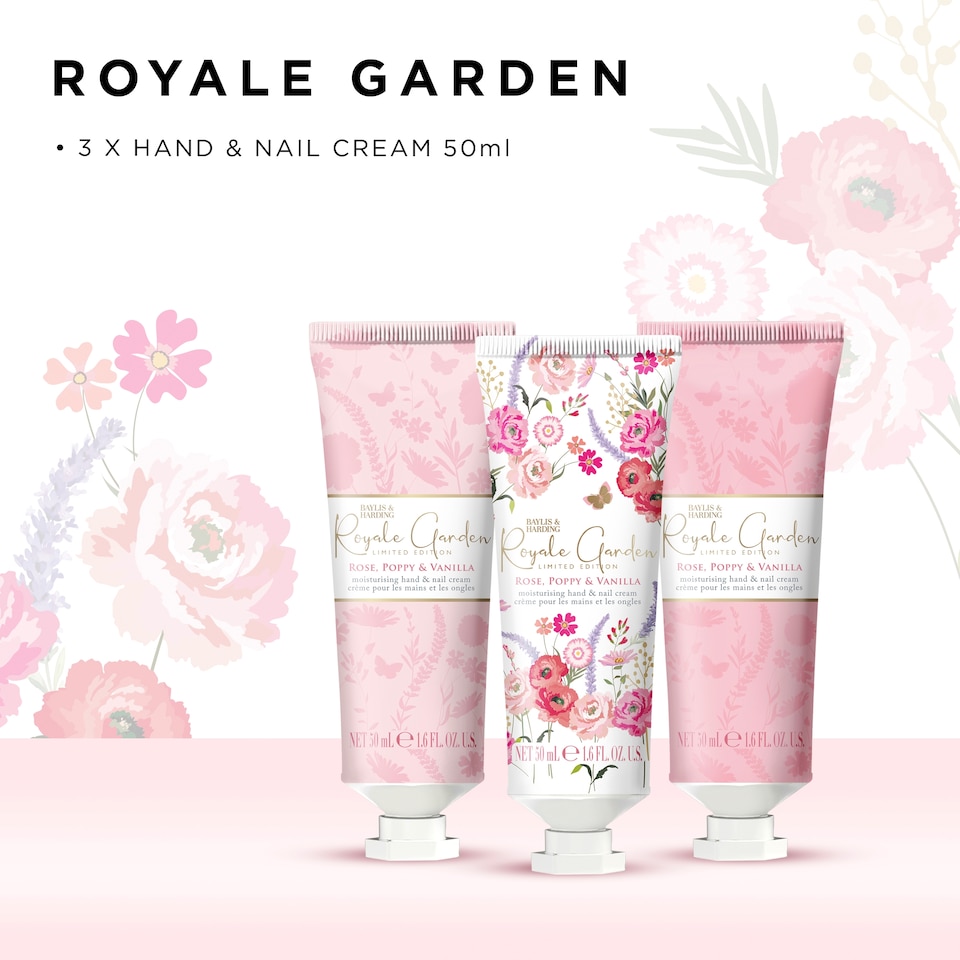 image 1 of Baylis & Harding Royale Garden Moisturising Hand and Nail Cream 3x50ml