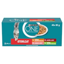 Purina ONE Sterilised kapsičky pre mačky hovädzie, kuracie, losos, morčacie v šťave 40 x 85 g