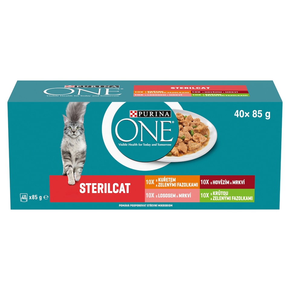 obrázok 1 z Purina ONE Sterilised kapsičky pre mačky hovädzie, kuracie, losos, morčacie v šťave 40 x 85 g
