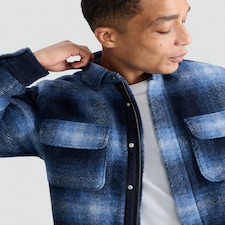 F&F Brushed Checked Overshirt in Navy