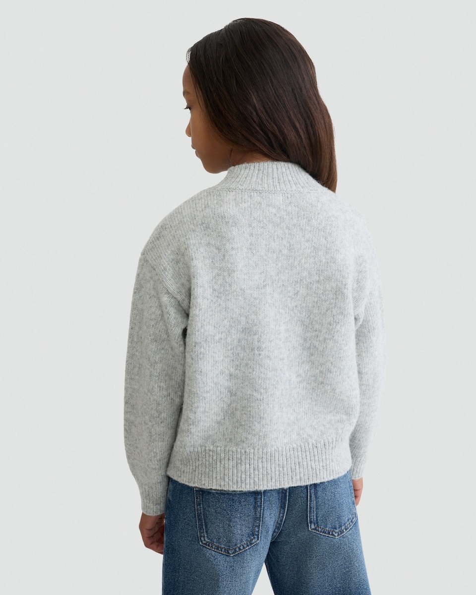 image 1 of F&F Girls Textured Sequin Bow Jumper in Grey