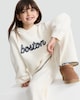 image 1 of F&F Girls 2-Piece Boston Hoodie and Trousers Set in Cream