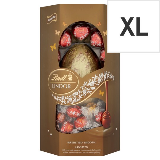 Lindt Lindor Gold Assorted Milk Chocolate Shell Egg 355G Tesco Groceries
