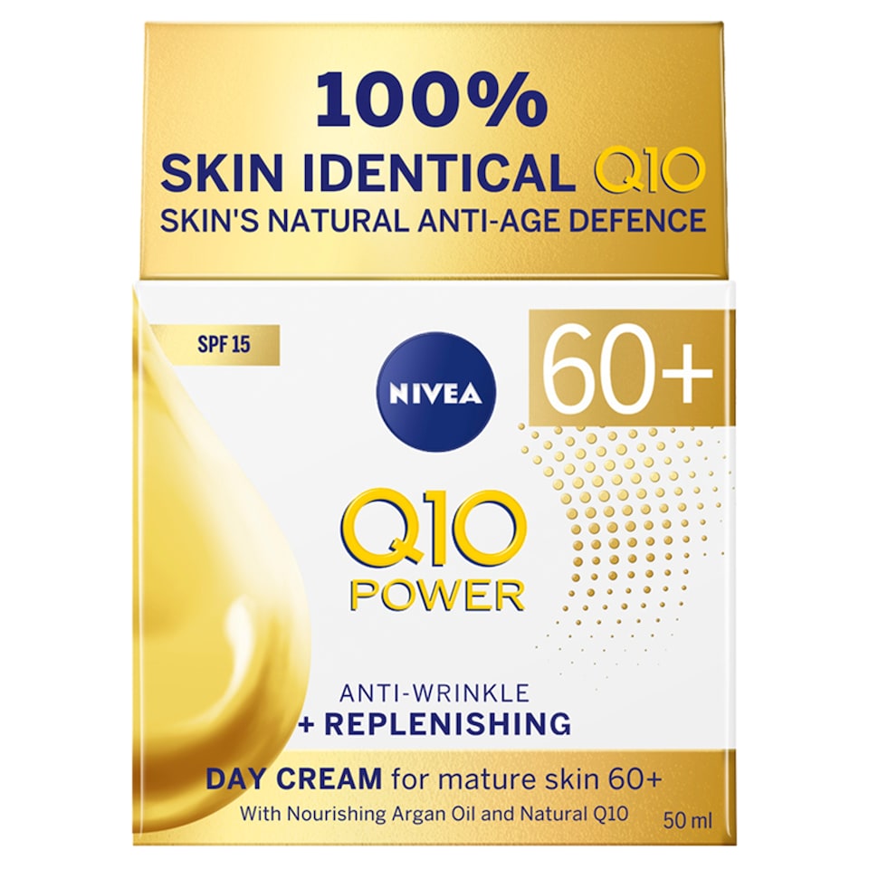 NIVEA Q10 Anti-Wrinkle Day Cream Moisturiser 60+ Skin 50ml 