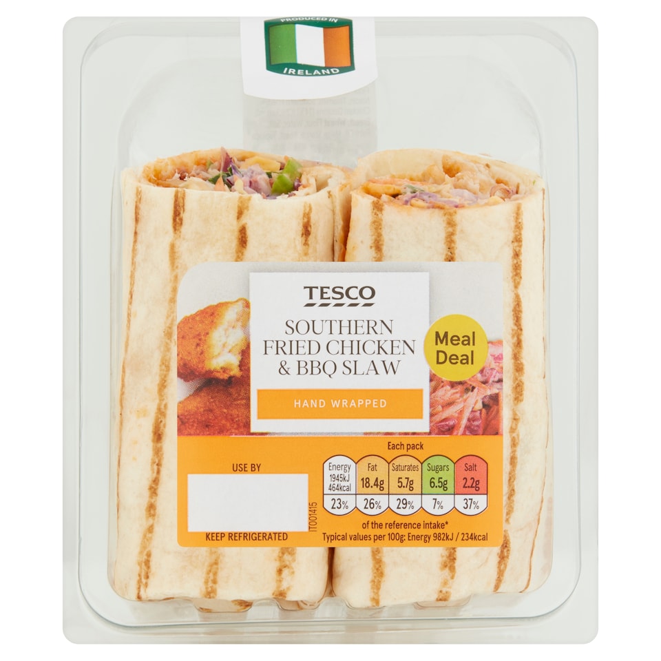Tesco Southern Fried Chicken Bbq Slaw Wrap 198G
