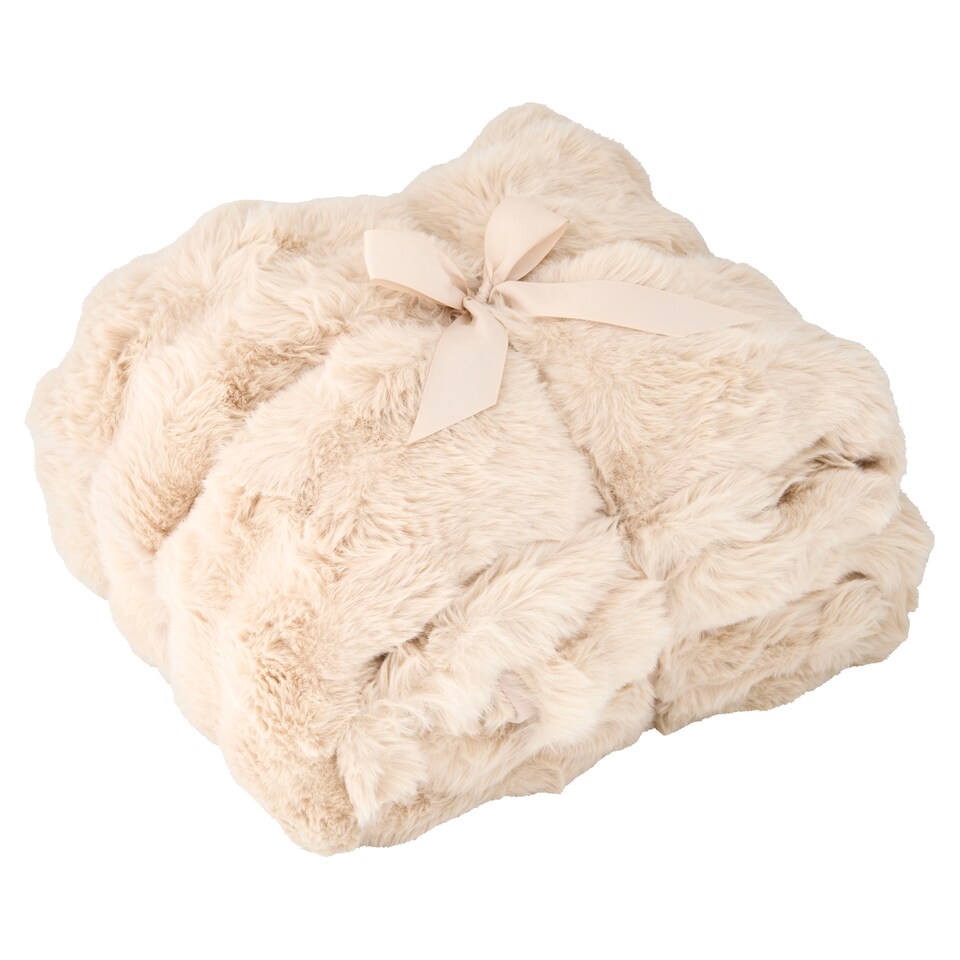 F&F Home Natural Bubble Faux Fur Bedspread