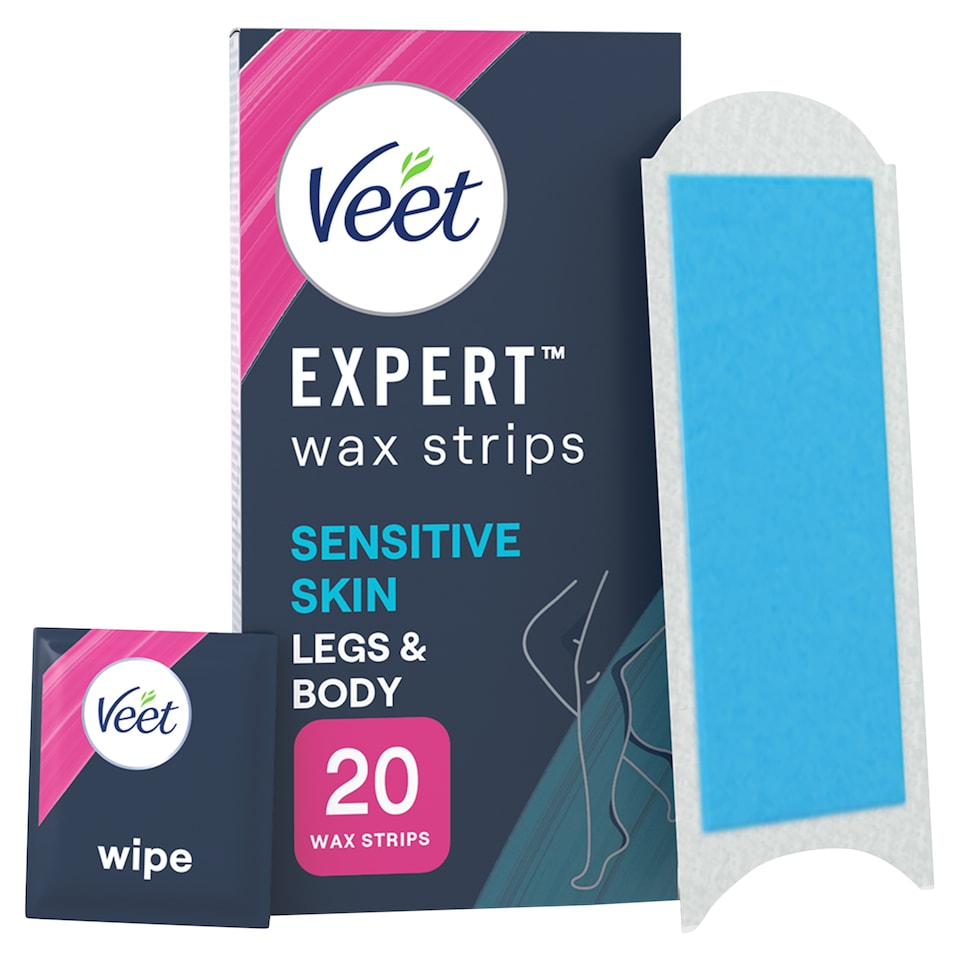 image 1 of Veet Expert Wax Strips Legs Body Sensitive Hair Removal 20 Pack