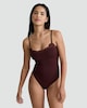 image 2 of F&F Contour Strappy Lace Trim Bodysuit in Purple
