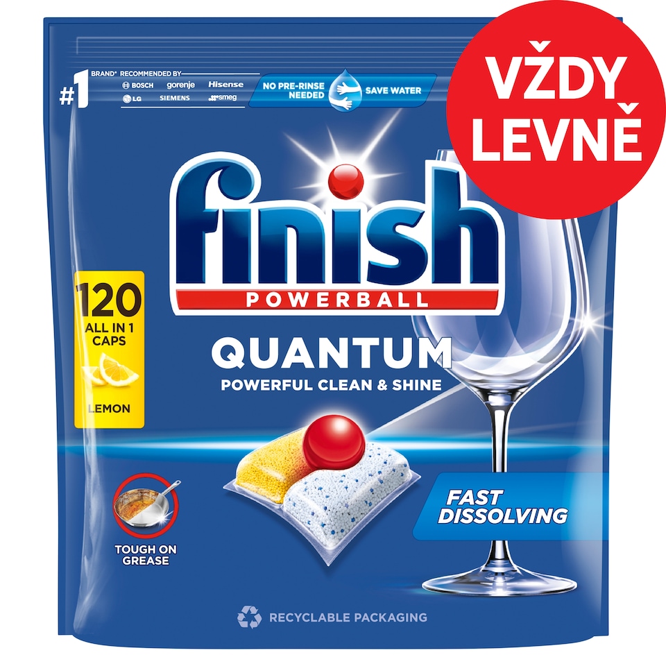 Finish Powerball Quantum All in 1 Lemon Dishwasher Capsules 120 pcs 1248g