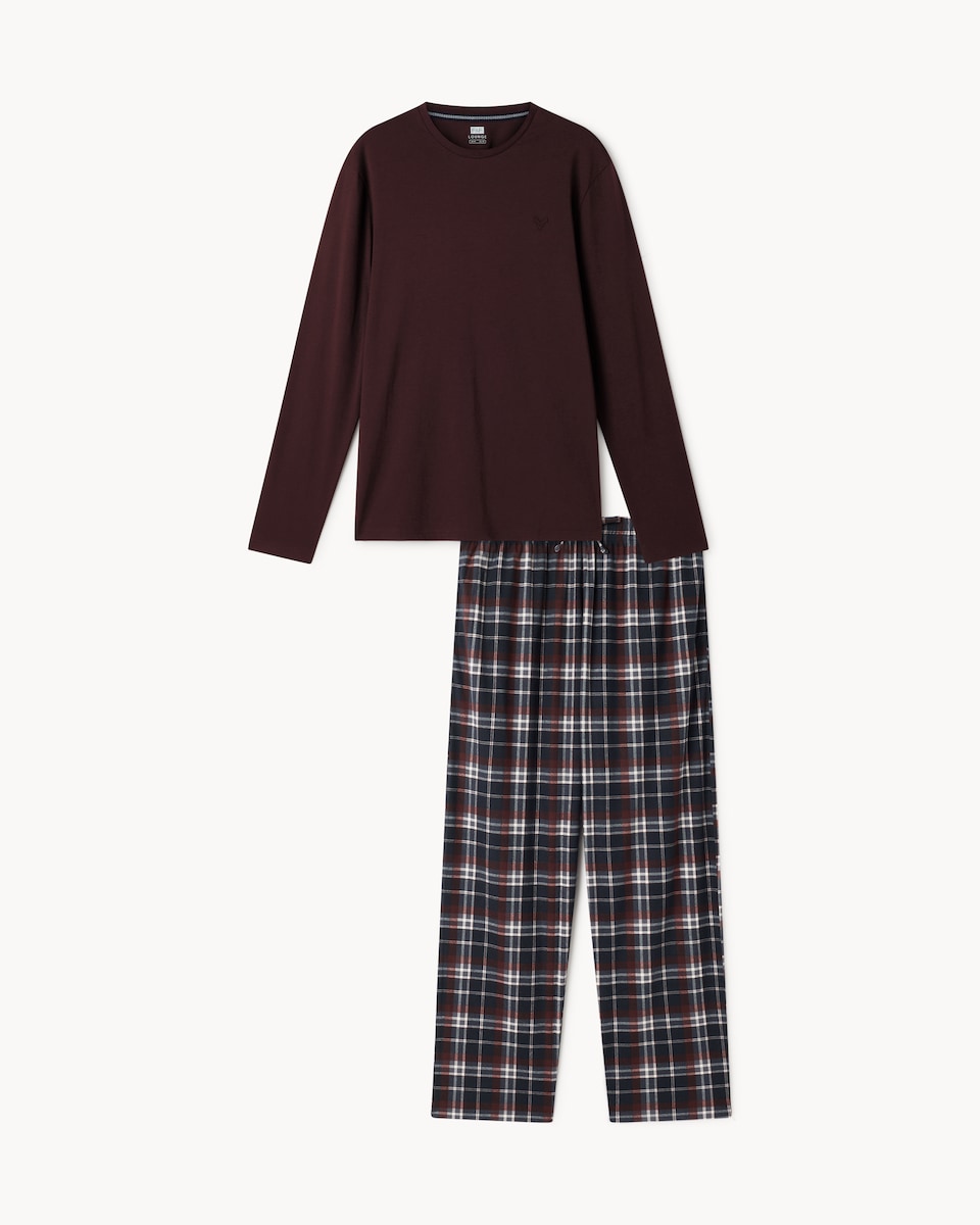 image 1 of F&F Checked Fleece Bottoms Pyjama Set in Purple