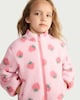image 1 of F&F Girls Fleece Strawberry Print Jacket in Pink