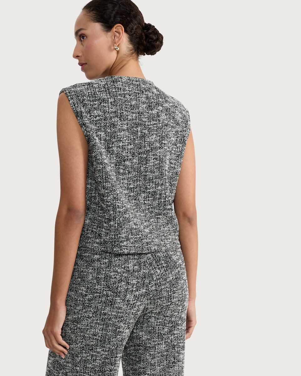 image 1 of F&F Textured Buttoned Co-ord Waistcoat in Multi Black White