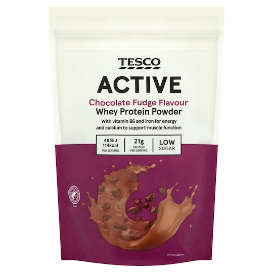 Tesco Active Chocolate Fudge Flavoured Protein Powder 500G Tesco