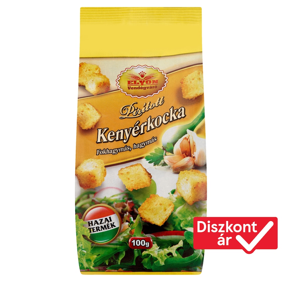 Elyon Vendégváró pirított kenyérkocka fokhagymás, hagymás ízesítéssel 100 g 1. kép