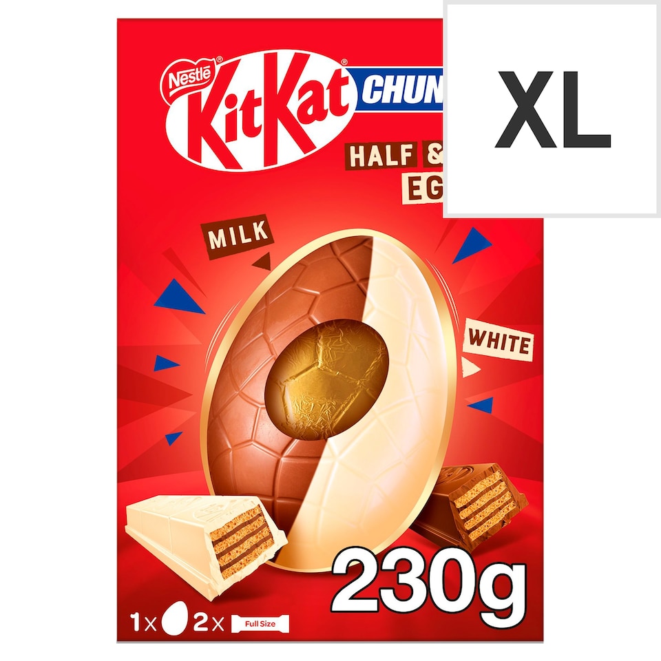 image 1 of Kit Kat Chunky Milk & White Chocolate Easter Egg & 2 Bars 230g