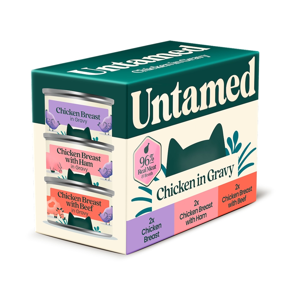 image 1 of Untamed Chicken Selection Box in Gravy Cat Food 6 x 75G 