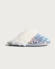 image 1 of F&F Girls Sequin Faux Fur Trim Mule Slippers in Blue