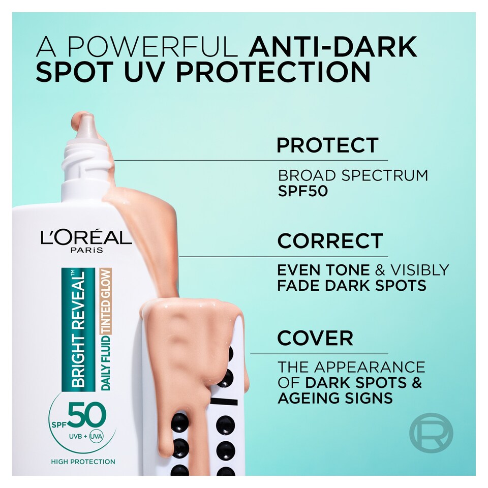 image 1 of L'Oreal Paris Bright Reveal Daily Fluid Tinted Glow Pearl SPF50 50ml