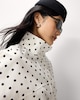 image 2 of F&F Pure Cotton Polka Dot Funnel Neck Track Jacket in Cream
