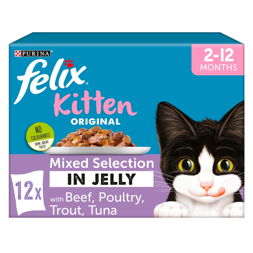 image 1 of Felix Kitten Cat Food Mixed Selection In Jelly 12X100g