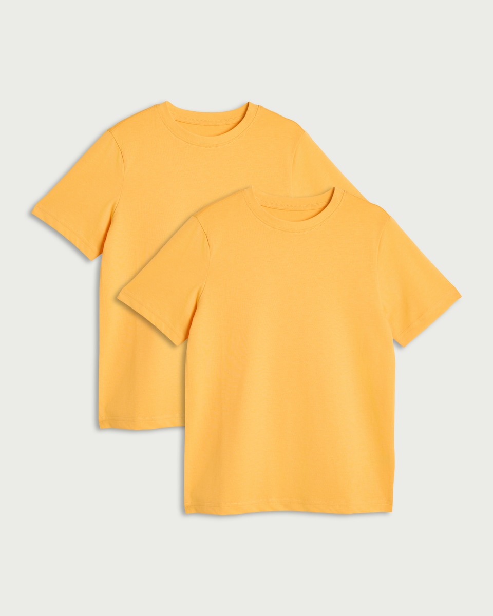 image 1 of F&F School Unisex 2-Pack Pure Cotton T-Shirts in Yellow