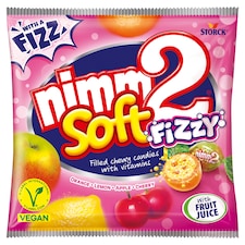 nimm2 Soft Fizzy ovocné žuvacie cukríky s vitamínmi a šumivou náplňou 90 g