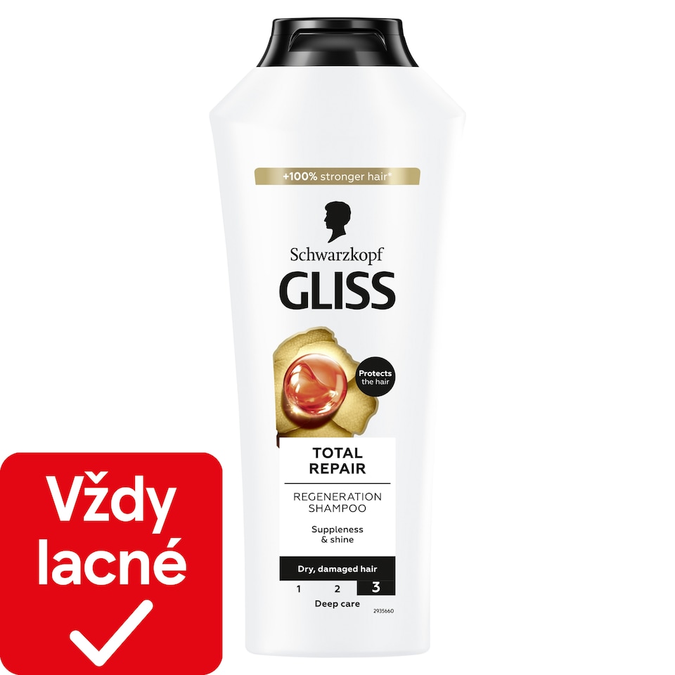 Schwarzkopf Gliss regeneračný šampón Total Repair pre silno poškodené vlasy 400 ml