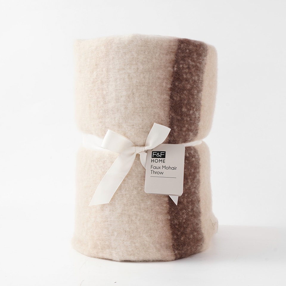 F&F Home Ombre Stripe faux Mohair Throw